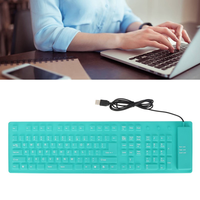 Foldable Silicone Keyboard 108 Keys Silicone Foldable USB Wired Waterproof