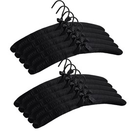 JS HANGER Padded Clothes Hangers for Sweaters 17Inch – 10 Pack Premium Fabric Hangers for Coat, Sweater, Wedding Dress, Bride, Closet