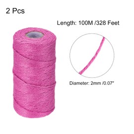 sourcing map 328 Feet Garden Twine, 2mm Craft Jute Twine String Jute for Artwork, DIY Crafts, Gift Wrapping, Fuchsia Pack of 2