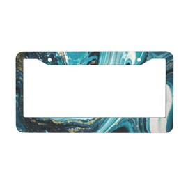 Muatfoan American Version of License Plate Frame, Blue Melancholy Marble License Plate Frame, 12.3"×6.3" Suitable for Men and Women