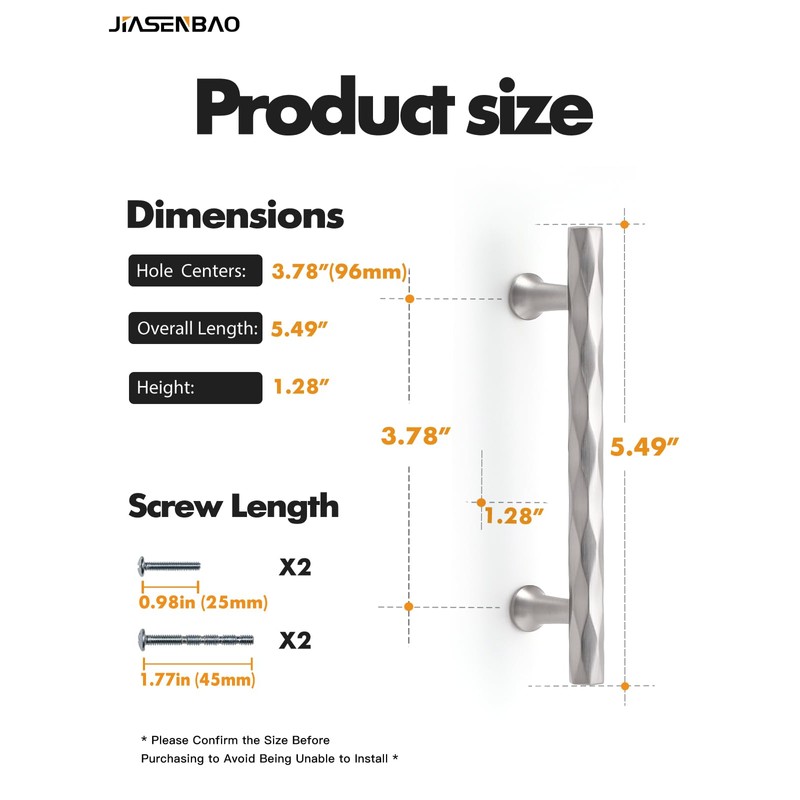 Brushed Nickel Cabinet Pulls 3.78" Hole Center 10 Pack Hammered