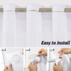 Furlinic White Shower Curtain Hook Free and Ringless,Mesh Window Top