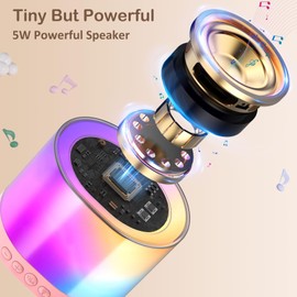 JYX Mini Karaoke Machine for Kids Adults, Portable Bluetooth Speaker with 2 Microphones, Support TF/AUX Input/4 Funny Magic Voice, Gifts for Birthday