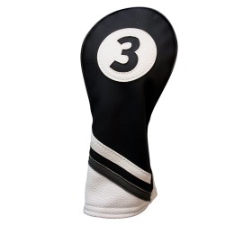 Majek Golf Headcover Black & White Leather Style 3 5 X Fairway Wood Head Covers