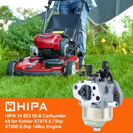 Hipa XT675 149CC Auto Choke Carburetor Fit for Kohler 14 853 55-S XT650 XT675 Toro 20371 149cc Husqvarna MTD Engine Lawn Mower Auto Choke Carb With Spark Plug Mounting Gasket