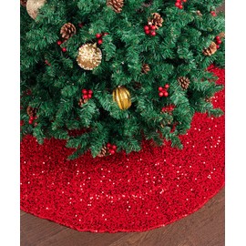 Mr. Pen- Christmas Tree Skirt, 36 inch, Red Sequin Tree Skirt, Christmas Skirt Tree, Xmas Tree Skirt for Christmas Tree, Christmas Skirts for Xmas Trees, Red Christmas Tree Skirt 36 inch
