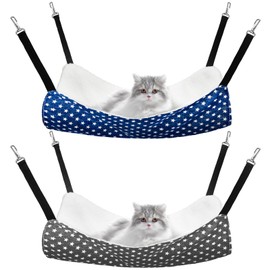 2 Pieces Reversible Cat Hanging Hammock Soft Breathable Pet Cage Hammock with Adjustable Straps and Metal Hooks Double Sided Hanging Bed for Small Dogs Rabbits(Pentagram,L)