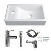 MEJE 16-Inch Wall Hung Basin Sink Combo, Small Cloakroom Basin,