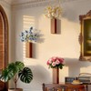 ciwuchan Wall Mount Wood Vase for Living Room,Modern Wood Planter