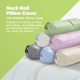Bean Products Neck Roll Pillowcases | Cotton, Sateen Weave | 300 Thread Count | Green (6" x 16")