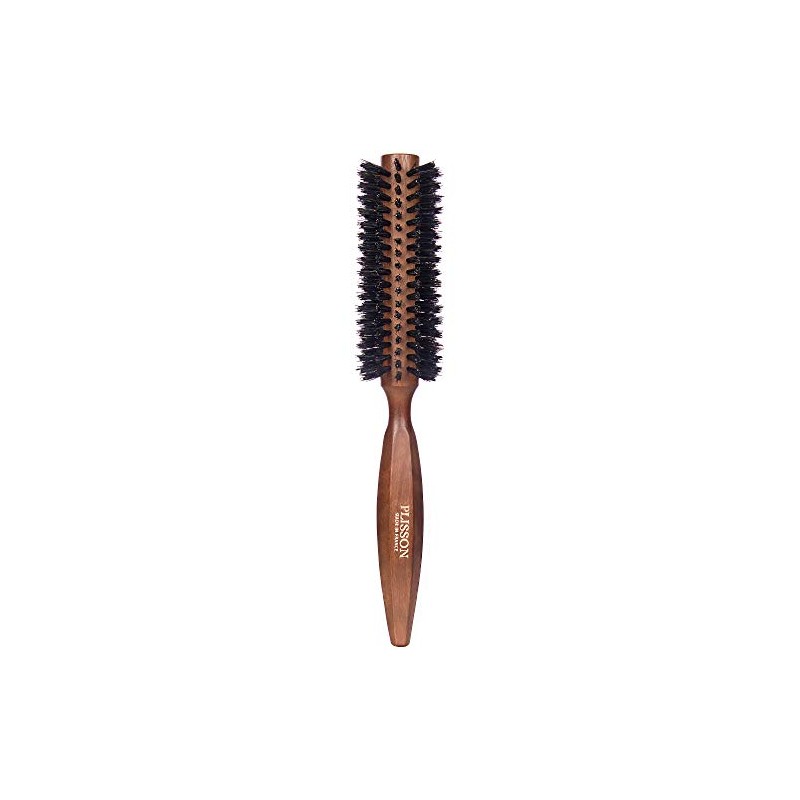 Plisson 12 Rows 100% Wild Boar Round Hair Brush Dark