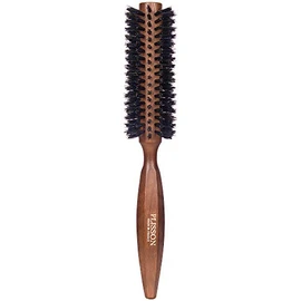 Plisson 12 Rows 100% Wild Boar Round Hair Brush Dark Wood PB9500.12