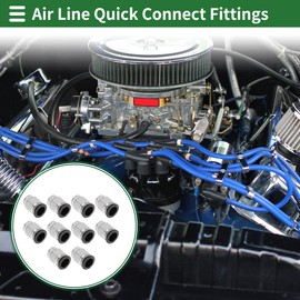 HOPESPANNER Push to Connect Air Fittings 1/2" Male Thread Air Line Quick Connector Plastic Metal 3/8" BSPT 10 Pcs Black Silver Tone