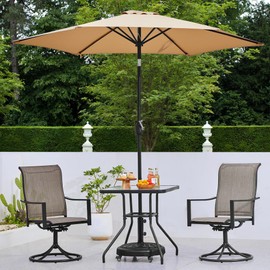 Yaheetech 45lbs Heavy Duty Round Umbrella Base with 4 Lockable Rolling Wheels & 2 knobs, Outdoor Antiqued Umbrella Stand, 20” Market Patio Umbrella Base for Garden, Yard, Lawn Black