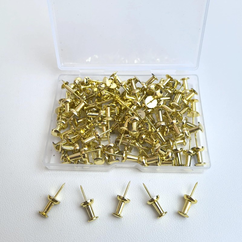 100Pcs Gold Push Pins with Storage Box – Decorative Double