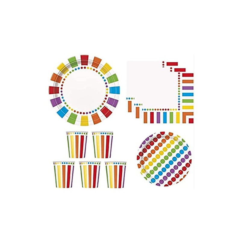 Unique Rainbow Party Dinner Plates, 8ct