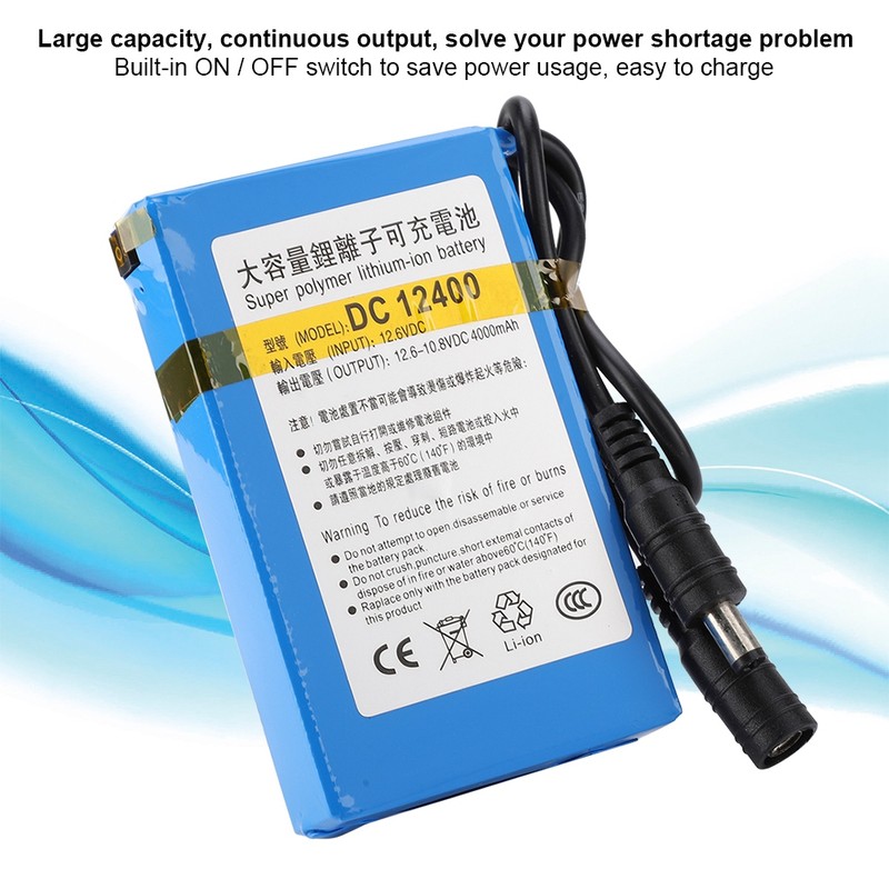 DC12400 12.6V 4000mAH Rechargeable Polymer Lithium Battery Charge/Discharge Protection