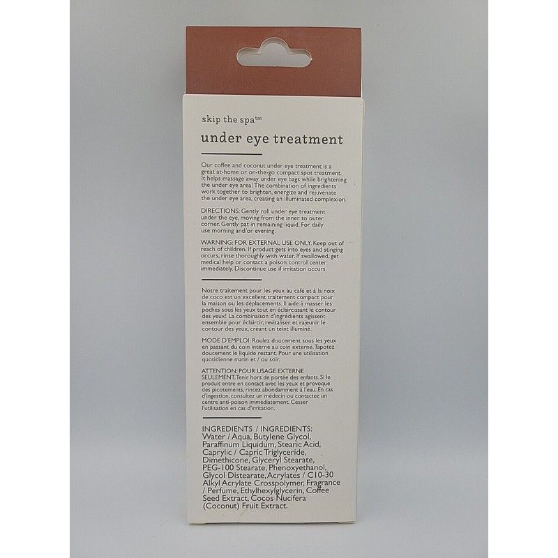 Skip the Spa Hydrating Under Eye Treatment Energizing Brightening Coffee+Coconut