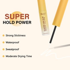 QUEWEL Lash Clusters Bond Eyelash Cluster Glue for DIY Lash Extensions, 5ML Cluster Lashes Glue Waterproof&Long Lasting, Super Strong Hold Eyelash Clusters Bond Suitable for All Day Wear (Clear)
