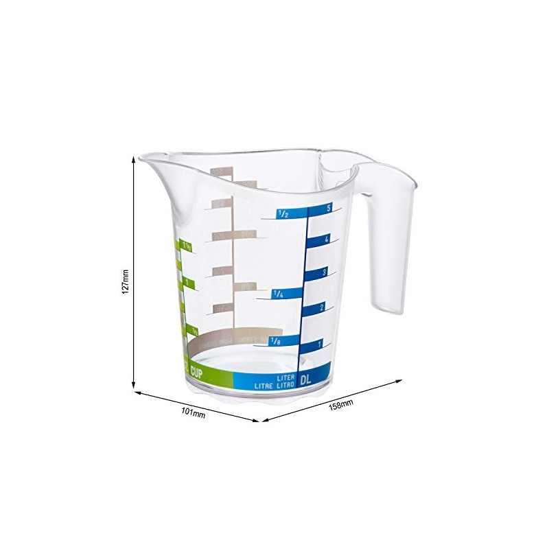 Rotho Domino Kitchen Measuring Cup 0.5 Litre, Transparent with in-Mould