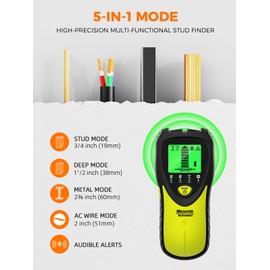 Mecurate 5-in-1 Stud Finder with LCD Display, Wall Scanner for Studs, Metal, AC Wires Detection, Lightweight & Durable, Perfect for Homeowners & DIY Projects(Green)
