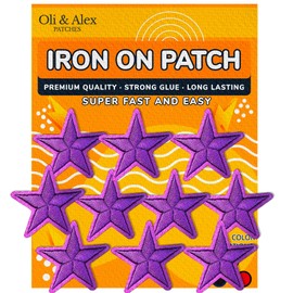 Oli and Alex Iron On Patches - Purple Star Patch 10 pcs Iron On Patch Embroidered Applique Size of The Patch 1.77 x 1.77 inch (4.5x4.5cm) A-32