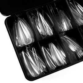 Wellquinn XXL Stiletto Nail Tips Full Cover Stiletto Nail Tips for Acrylic Nails Clear Stiletto Press on Fake Nails False Nail Tips with Box for Manicure Salon and DIY Nail Art 360PCS 12 Sizes