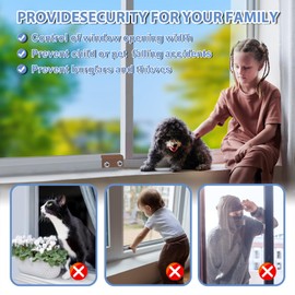 Window Locks for Sliding Windows - Sliding Window Lock Security with Keys - Adjustable Sliding Door Lock - Without Drilling Easv to Install Child Locks for Sliding Door,Patio Door(8 Sets Brown)