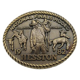 Hesston 1982 National Finals Rodeo Vintage Adult Belt Buckle, New NFR