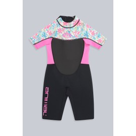 Animal Waves Kids Printed Shorty Wetsuit - Durable Swimwear with 2mm Thickness, Flatlock Seams & Back Zip - Best for Spring, Summer, Beach, Swimming & Pool