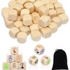 GUOYOU Pack of 50 Wooden Dice, Blank Wooden Dice, 20