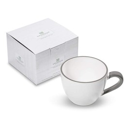 GMUNDNER KERAMIK Teacup Maxima Capacity: 0.4 Litres Grey Rim Crockery Handmade in Austria
