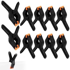 Pack of 10 Spring Clamps, 4 Inch High Performance Nylon Clamps, Black, Adjustable Glue Clamps with Movable Ribbed Jaws for Woodworking, DIY Projects and Photo Studio Backgrounds