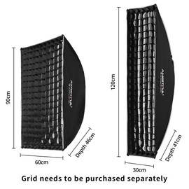 AMBITFUL 24"x35" / 60x90cm Black Softbox, Bowens Mount, Fabric & Reflective Material, Quick Set Up, Silver Interior, Perfect for Godox Flash Heads