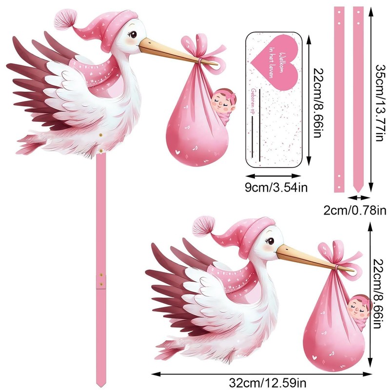 Rattling Stork Set for Birth Baby, 81 cm High Baby