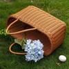 PP rattan picnic basket handle picnic bag brown, medium /