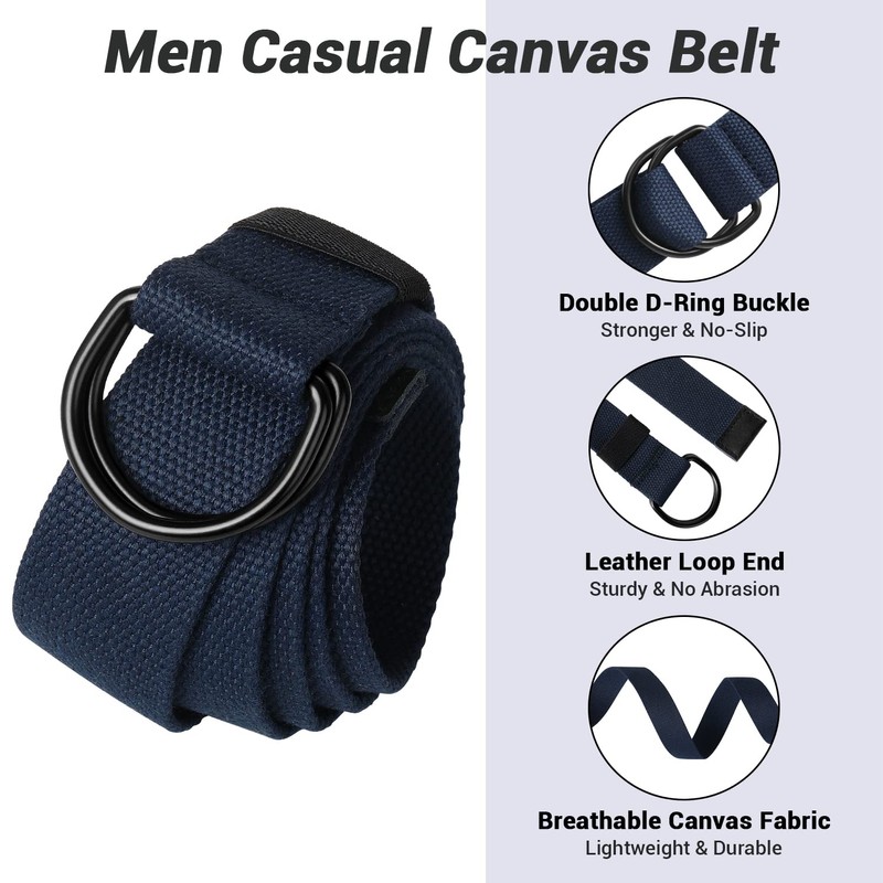 ITIEZY Canvas Work Belt, Men's Belt Without Holes Continuously Adjustable
