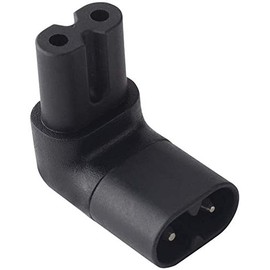 IEC 320 C7 to C8 90 Degree Up and Down Right Angle AC Adapter Extension - Black