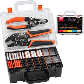 PEBA JST Electrical Connectors Crimping Kit, Micro Connector Pin Crimping Tool AWG30-20 with 20 types JST-XH/JST-SM/SYP Electrical Connectors+Wire Stripper, Ratcheting Crimper for JST,Dupont,KF2510