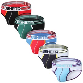 Men's Underwear Briefs 5-Pack Multi Soft Cotton Low Rise Underpants (L, BT036(5pack))