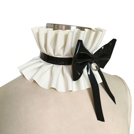 GREEFEI Latex Lace Collar Ruffle Collar, Latex Lace Decorative Pleated False Collar for Women Men S