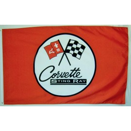 Nuge Corvette Sting Ray Car Flag 3' X 5' Red Indoor Outdoor Automotive Banner