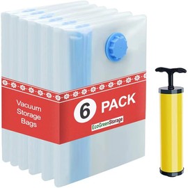 SuzyNyla 6 Pack Vacuum Seal Bags for Clothing Vacuum Storage Bags Travel Vacuum Bags with Pump Space Vacuum Bags for Packing, Clothing, Comforters, Blankets, Bedding (2 Small, 2 Large, 2 Extra Large)