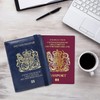 MOIRENTO UK Passport Cover Holders Protector PU Leather Navy Blue