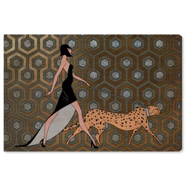 The Oliver Gal Artist Co. Fashion and Glam Wall Art Canvas Prints 'Own The Street' Home Décor, 30" x 20", Orange, Bronze