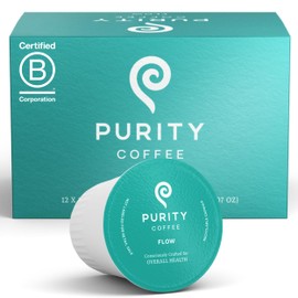 Purity Coffee FLOW Medium Roast Organic Coffee - USDA Certified Organic Specialty Grade Arabica Single-Serve Coffee Pods - Third Party Tested for Mold, Mycotoxins and Pesticides - 12 ct Box
