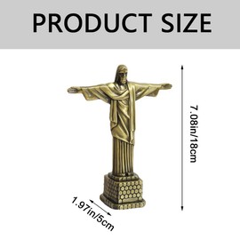 YINSHIU Redeemer Statue Vintage Style Statue of Jesus Figurine Small Metal Model Statue for Home Use Office Decor Collection,Nativity Scene Christmas Decoration Cross，Crucifix