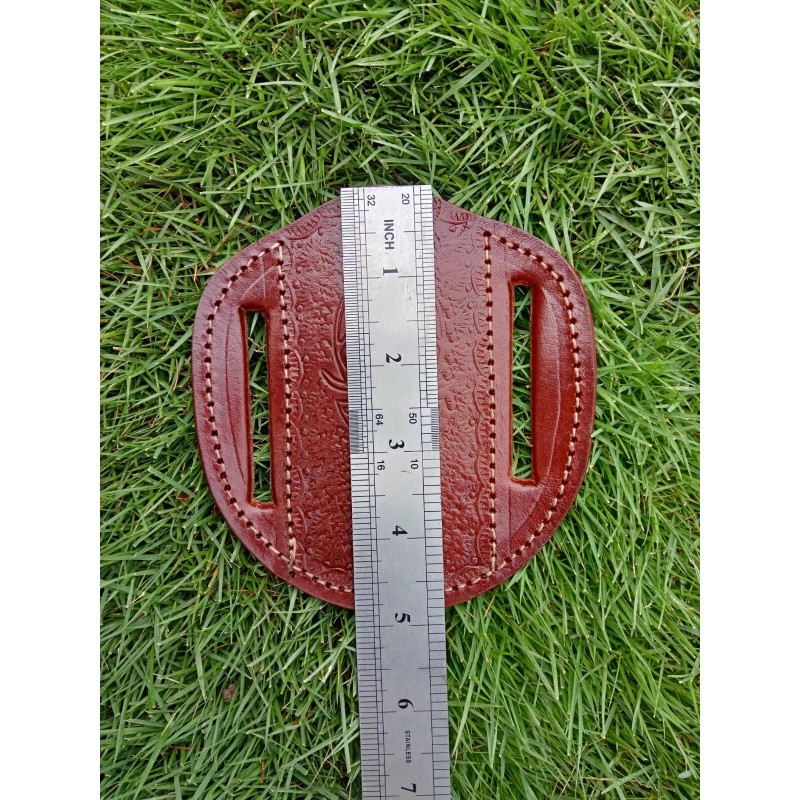 Leather Sheath GENUINE LEATHER DEER ENGRAVED PANCAKE Folding Knife Outdoor