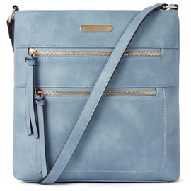 BOSTANTEN - Bolsos cruzados para mujer, bolsos de hombro de piel suave con correa ajustable y bolsillo con cierre, A07-azul, Mediano, Bolso cruzado