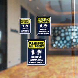 Portrait Round Plus Please Lock All Doors Remove Valuables From Sight Wall or Door Sign | Health And Safety Office Signage -Small